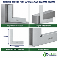 Escuadra de Borde Plano 90° INSIZE 4791-200 200 x 130 mm