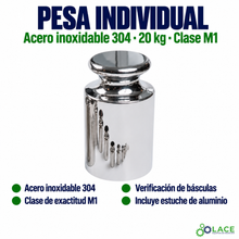 Pesa individual tipo botón en acero inoxidable 304 LACE de 20 kg clase M1