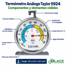 Termómetro Análogo Taylor 5924 -20°C a 30°C (-20°F a 80°F)