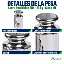 Pesa individual tipo botón en acero inoxidable 304 LACE de 20 kg clase M1