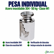 Pesa individual tipo botón en acero inoxidable 304 LACE de 50 kg clase M1