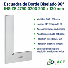 Escuadra de Borde Biselado 90° INSIZE 4790-0200 200 x 130 mm