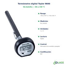 Termómetro digital de bolsillo Taylor 9840 – -40 a 150 °C