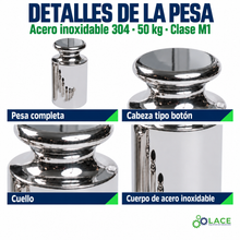 Pesa individual tipo botón en acero inoxidable 304 LACE de 50 kg clase M1