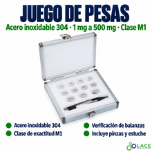 Juego de pesas en acero inoxidable 304 LACE de 1 mg a 500 mg clase M1