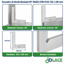 Escuadra de Borde Biselado 90° INSIZE 4790-0150 150 x 100 mm