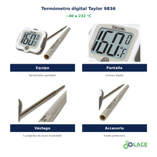 Termómetro digital de bolsillo ajustable Taylor 9836 – -40 a 232 °C