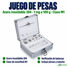 Juego de pesas en acero inoxidable 304 LACE de 1 mg a 100 g clase M1