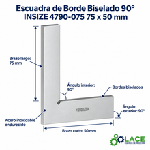 Escuadra de Borde Biselado 90° INSIZE 4790-075 75 x 50 mm