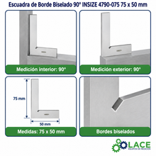 Escuadra de Borde Biselado 90° INSIZE 4790-075 75 x 50 mm