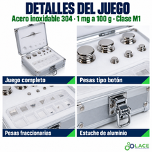 Juego de pesas en acero inoxidable 304 LACE de 1 mg a 100 g clase M1