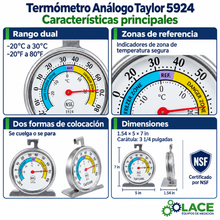 Termómetro Análogo Taylor 5924 -20°C a 30°C (-20°F a 80°F)