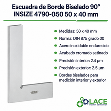 Escuadra de Borde Biselado 90° INSIZE 4790-050 50 x 40 mm