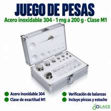 Juego de pesas en acero inoxidable 304 LACE de 1 mg a 200 g clase M1