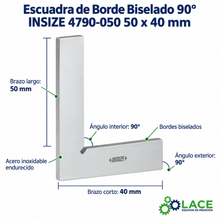 Escuadra de Borde Biselado 90° INSIZE 4790-050 50 x 40 mm