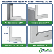 Escuadra de Borde Biselado 90° INSIZE 4790-050 50 x 40 mm