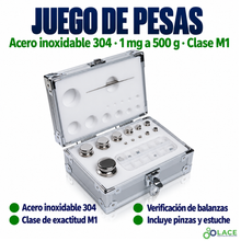 Juego de pesas en acero inoxidable 304 LACE de 1 mg a 500 g clase M1