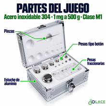 Juego de pesas en acero inoxidable 304 LACE de 1 mg a 500 g clase M1