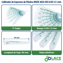 Calibrador de Espesores de Plástico INSIZE 4624-1D5 0.05-1.5 mm