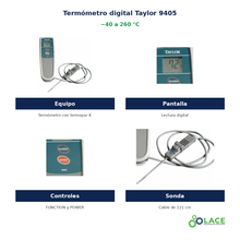 Termómetro digital con termopar tipo K Taylor 9405 – -40 a 260 °C