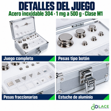 Juego de pesas en acero inoxidable 304 LACE de 1 mg a 500 g clase M1