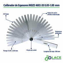 Calibrador de Espesores INSIZE 4602-20 0.05-1.00 mm