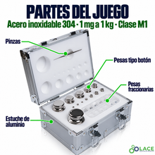 Juego de pesas en acero inoxidable 304 LACE de 1 mg a 1 kg clase M1