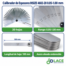 Calibrador de Espesores INSIZE 4602-20 0.05-1.00 mm