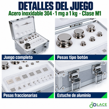 Juego de pesas en acero inoxidable 304 LACE de 1 mg a 1 kg clase M1