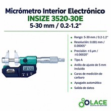 Micrómetro Interior Electrónico INSIZE 3520-30E 5-30 mm / 0.2-1.2"