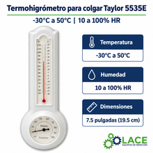Termohigrómetro para colgar Taylor 5535E -30°C a 50°C  10 a 100% HR