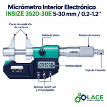 Micrómetro Interior Electrónico INSIZE 3520-30E 5-30 mm / 0.2-1.2"