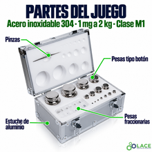 Juego de pesas en acero inoxidable 304 LACE de 1 mg a 2 kg clase M1