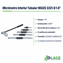 Micrómetro Interior Tubular INSIZE 3221-8 1-8"