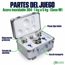 Juego de pesas en acero inoxidable 304 LACE de 1 kg a 5 kg clase M1