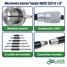 Micrómetro Interior Tubular INSIZE 3221-8 1-8"