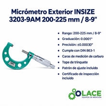 Micrómetro Exterior INSIZE 3203-9AM 200-225 mm / 8-9"