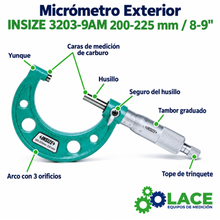 Micrómetro Exterior INSIZE 3203-9AM 200-225 mm / 8-9"