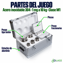 Juego de pesas en acero inoxidable 304 LACE de 1 mg a 10 kg clase M1