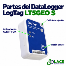 Termohigrómetro DataLogger desechable LogTag LT5GEO S -30 °C a +70 °C/ 0 a 100 % RH (GPS / Luz / Impacto)