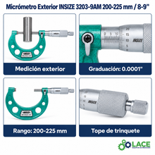 Micrómetro Exterior INSIZE 3203-9AM 200-225 mm / 8-9"