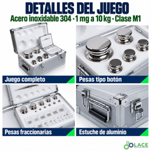 Juego de pesas en acero inoxidable 304 LACE de 1 mg a 10 kg clase M1