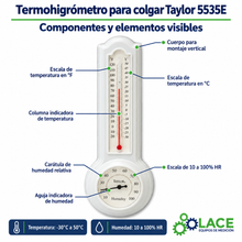 Termohigrómetro para colgar Taylor 5535E -30°C a 50°C  10 a 100% HR