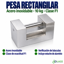 Pesa rectangular en acero inoxidable LACE de 10 kg clase F1