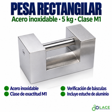 Pesa rectangular en acero inoxidable LACE de 5 kg clase M1