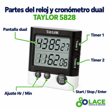 Reloj y cronómetro dual Taylor 5828 – 23 h 59 min 59 s