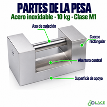 Pesa rectangular en acero inoxidable LACE de 10 kg clase M1