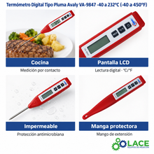 Termómetro Digital Tipo Pluma Avaly VA-9847 -40 a 232°C (-40 a 450°F)