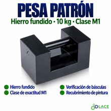 Pesa patrón paralelepípeda de hierro fundido LACE de 10 kg clase M1