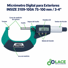 Micrómetro Digital para Exteriores INSIZE 3109-100A 75-100 mm / 3-4"
